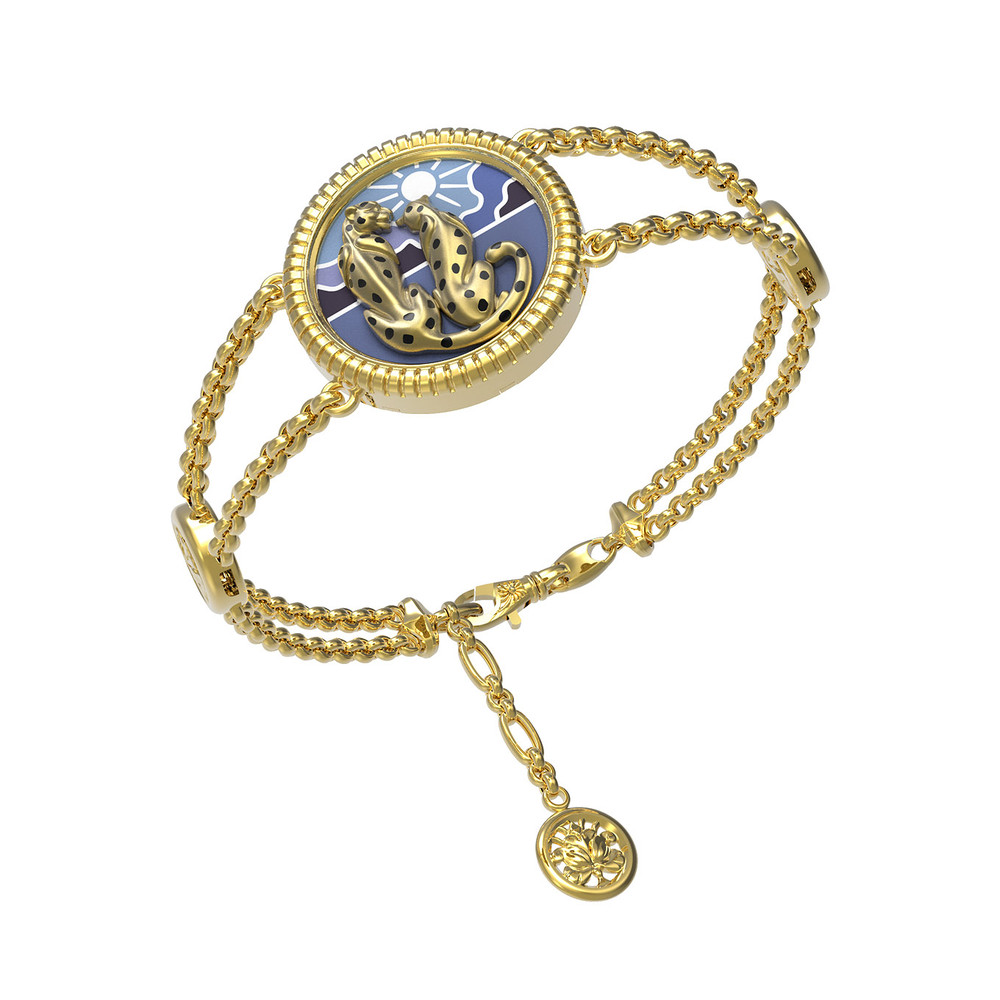 Браслет из лимонного золота 585 пробы c эмалью