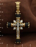 Крест из лимонного золота c ониксом и малахитом