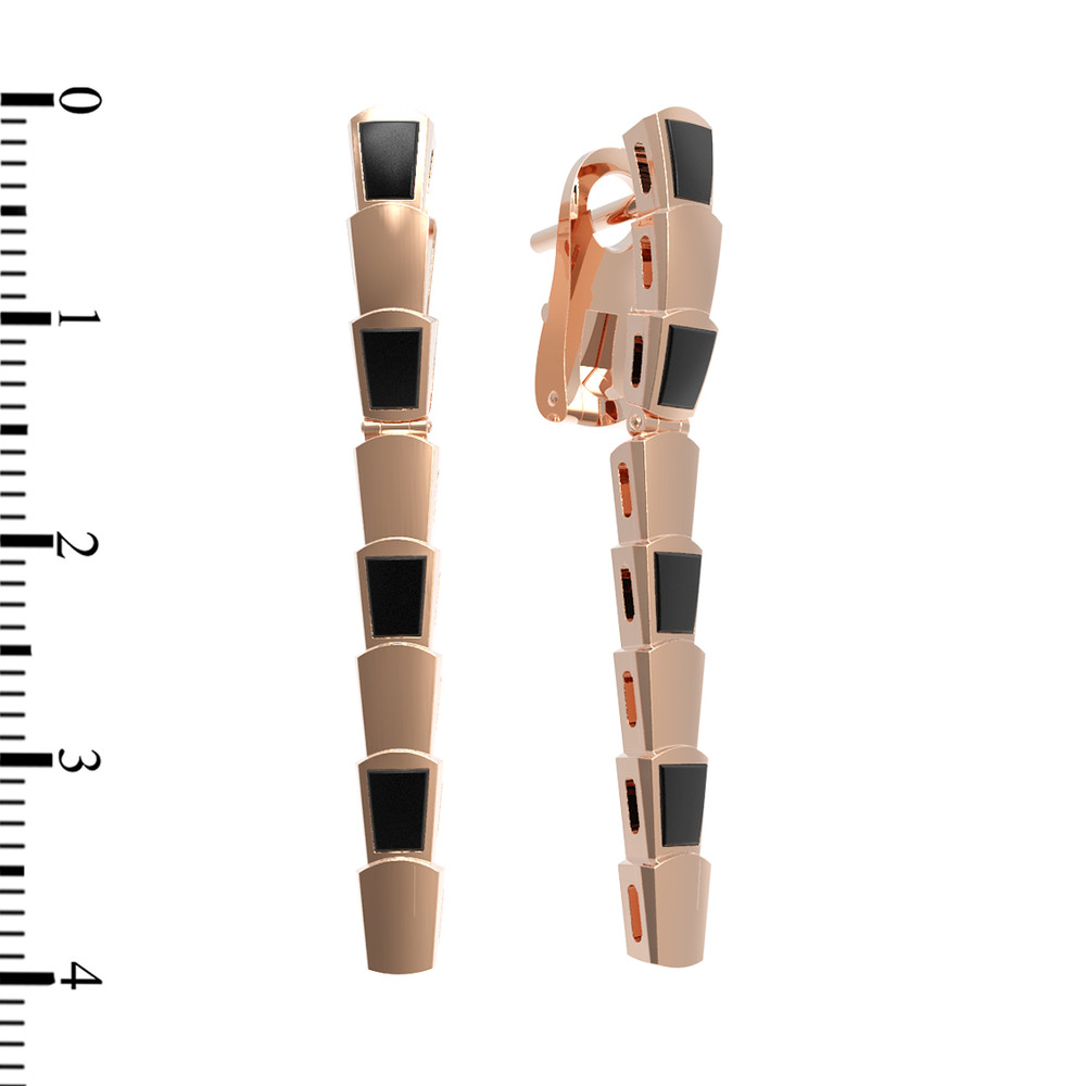 Серьги из красного золота 585 пробы c ониксом