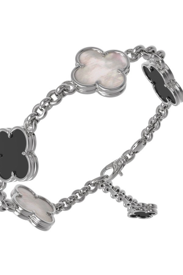 Браслет из белого золота c ониксом и перламутром