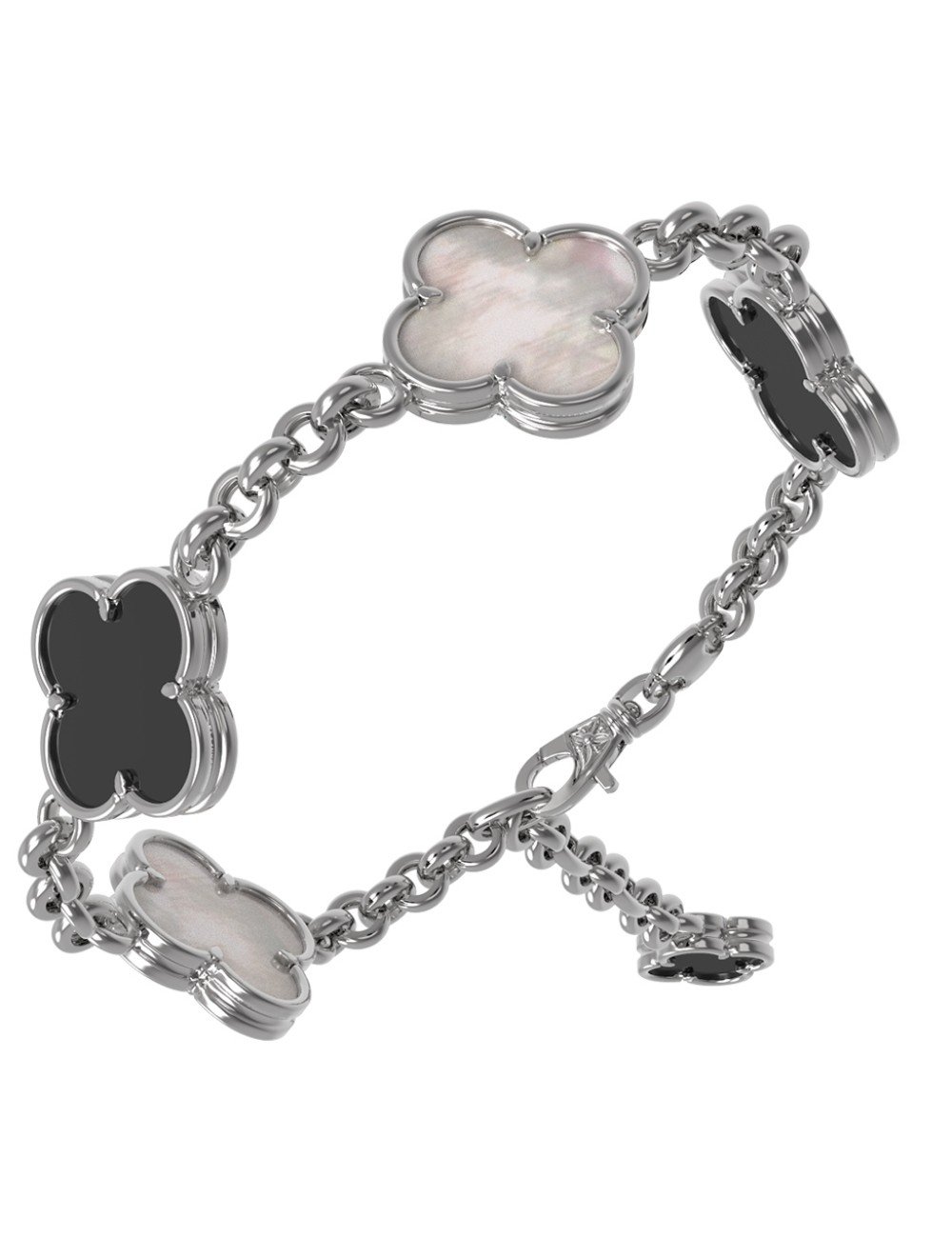 Браслет из белого золота c ониксом и перламутром