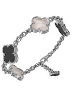 Браслет из белого золота c ониксом и перламутром