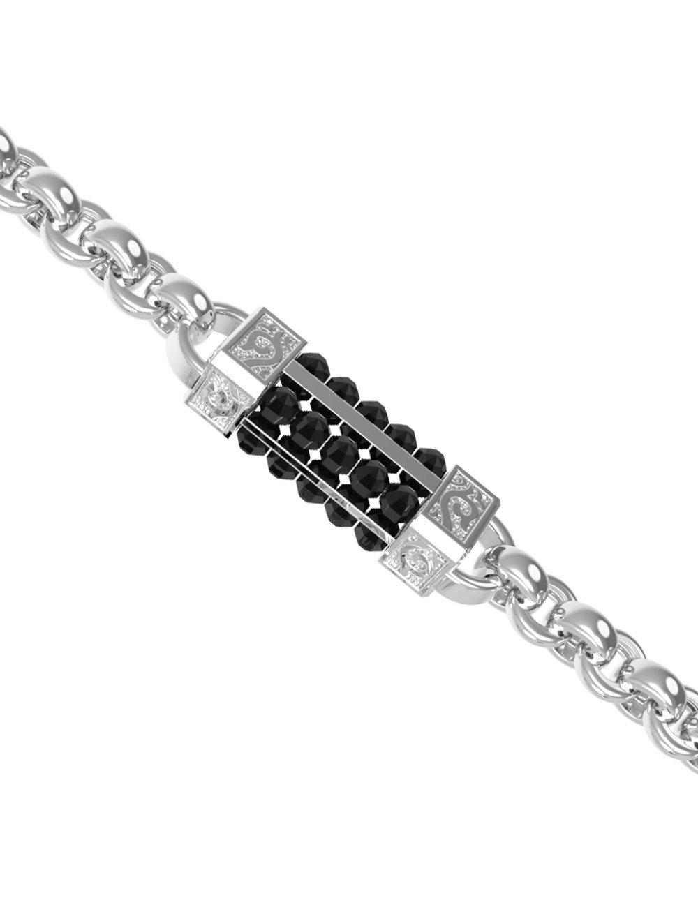 Цепь из белого золота c ониксом