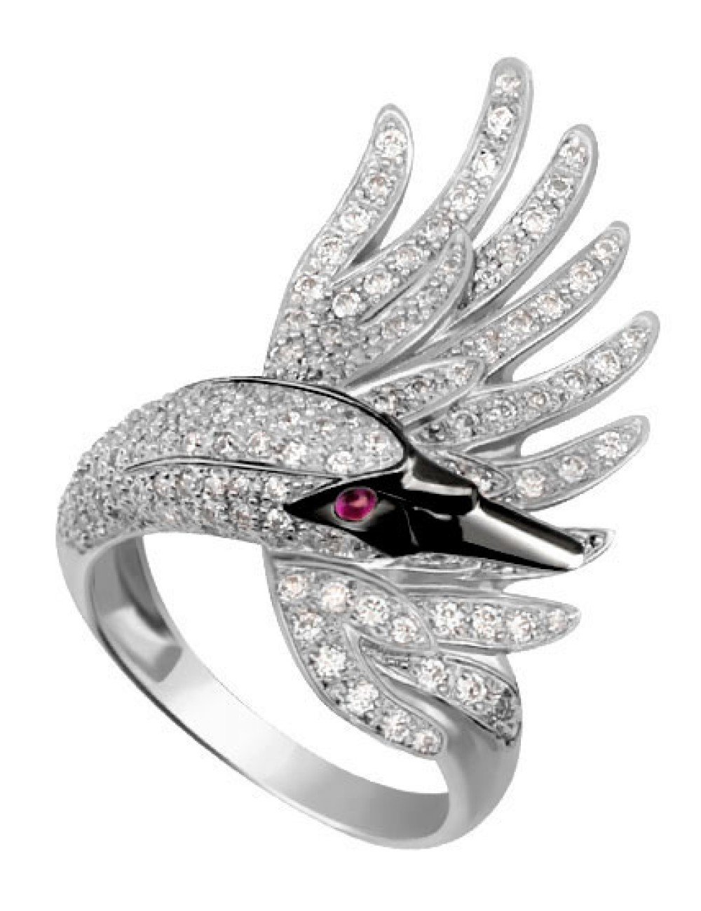 Кольцо из белого золота c фианитом