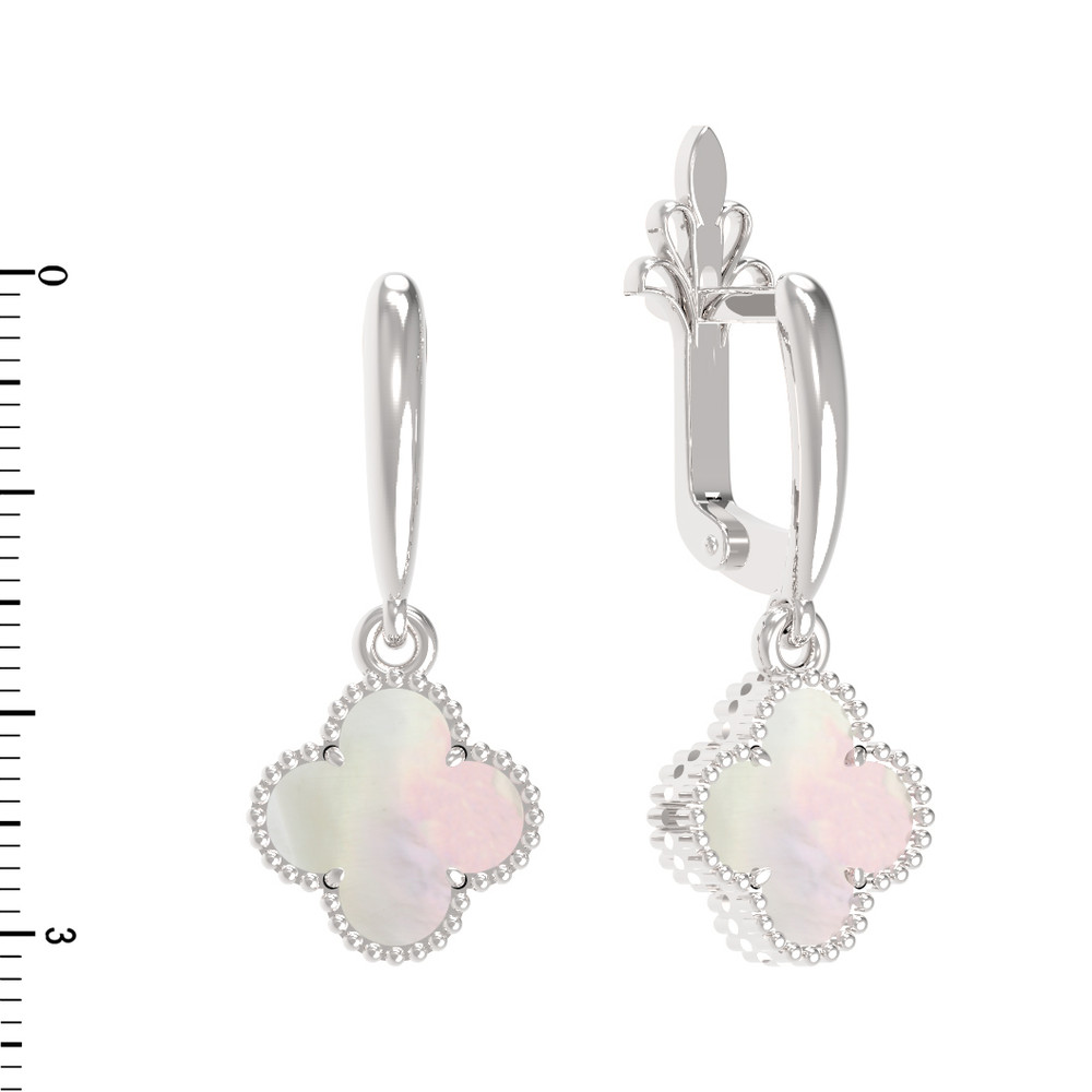 Серьги из белого золота 585 пробы c перламутром