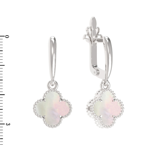 Серьги из белого золота 585 пробы c перламутром