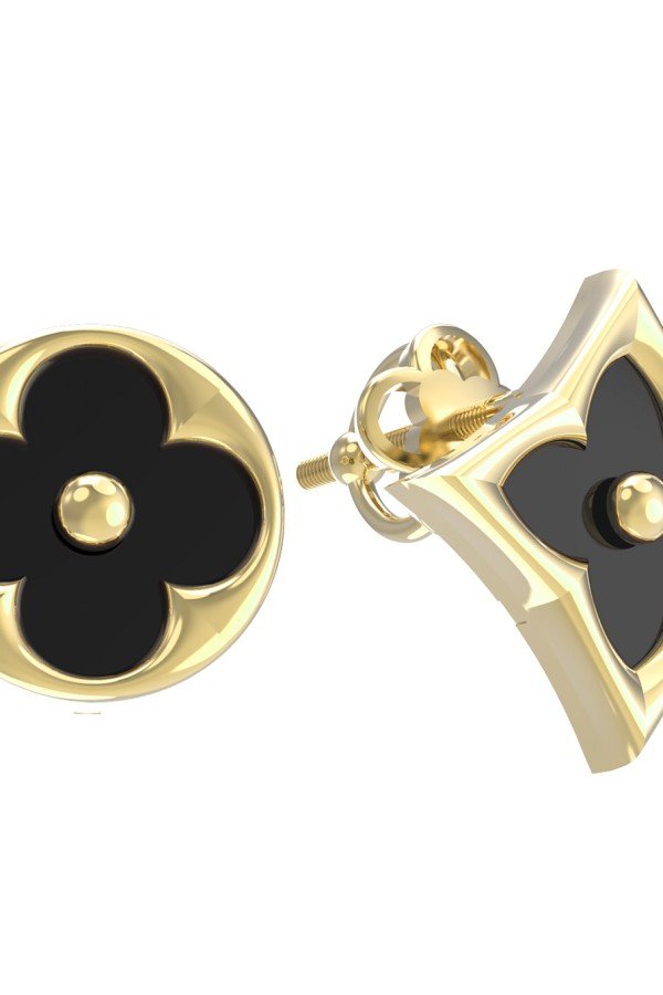 Серьги из лимонного золота c ониксом