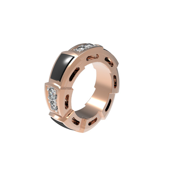 Подвеска из красного золота 585 пробы c бриллиантами и ониксом