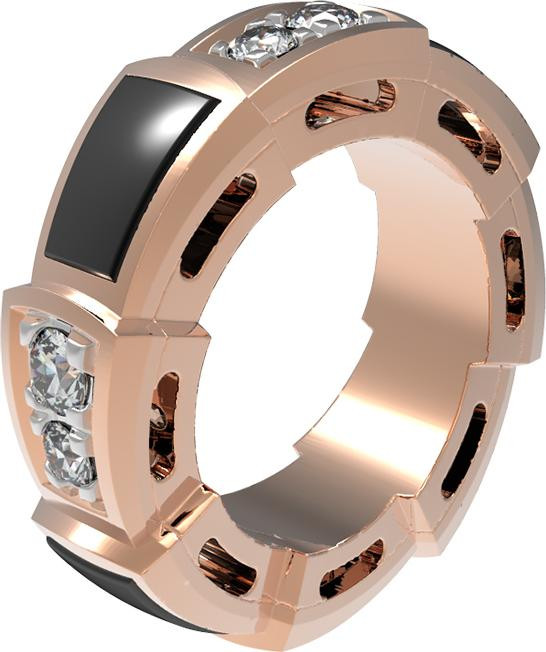 Подвеска из красного золота 585 пробы c бриллиантами и ониксом