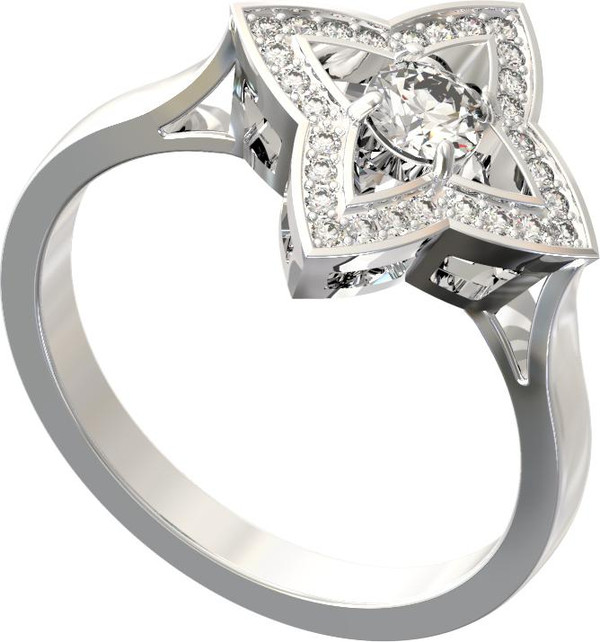 Кольцо из белого золота 585 пробы c бриллиантами