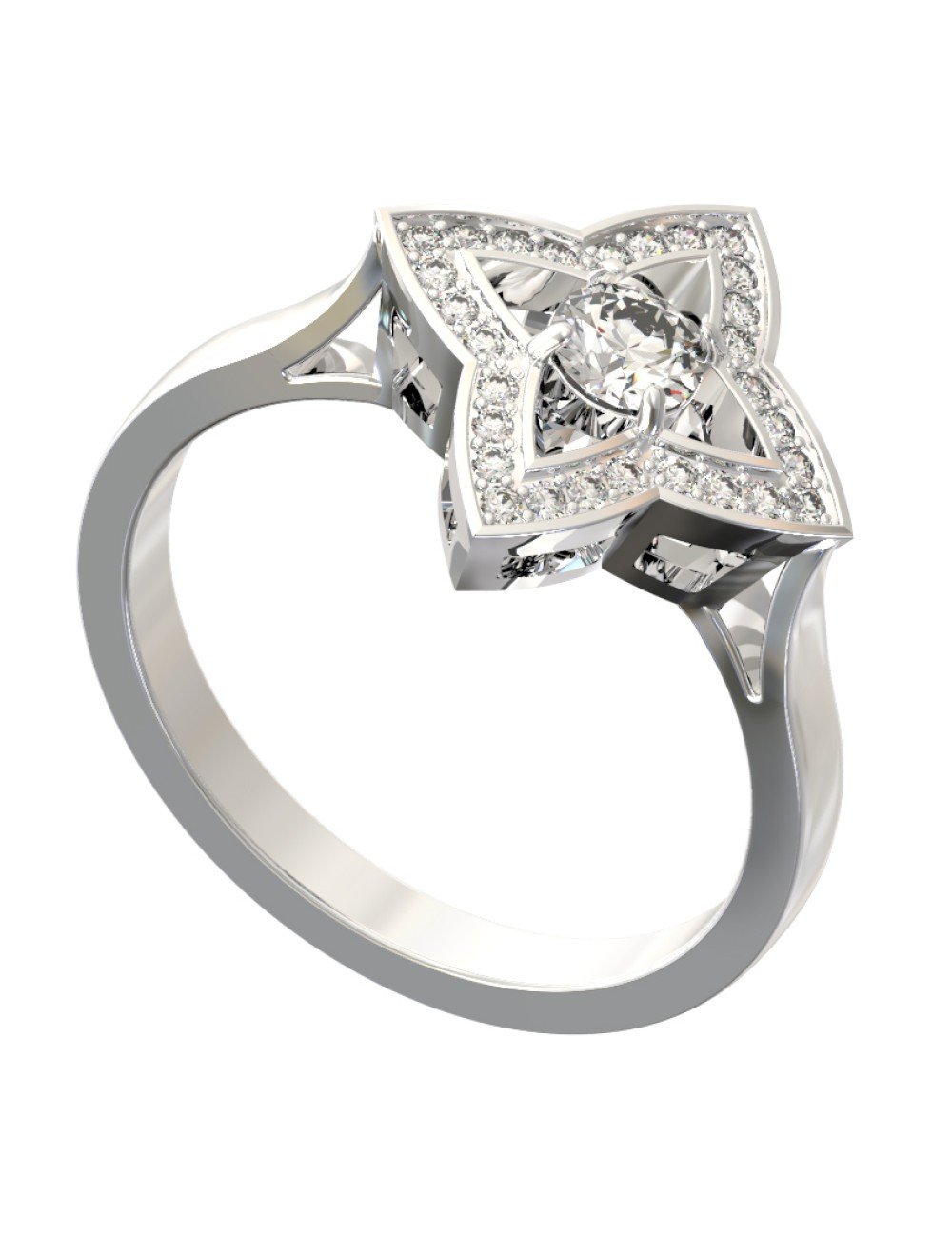 Кольцо из белого золота c бриллиантами