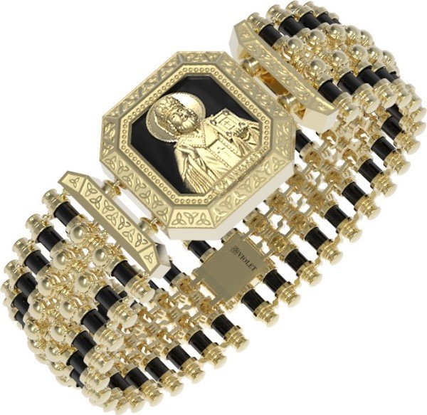 Браслет из лимонного золота c ониксом