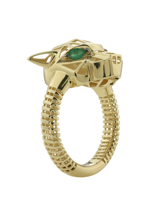 Кольцо из лимонного золота 585 пробы c изумрудом