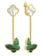 Серьги из лимонного золота c малахитом и перламутром