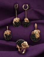 Серьги из золота c эмалью и ониксом