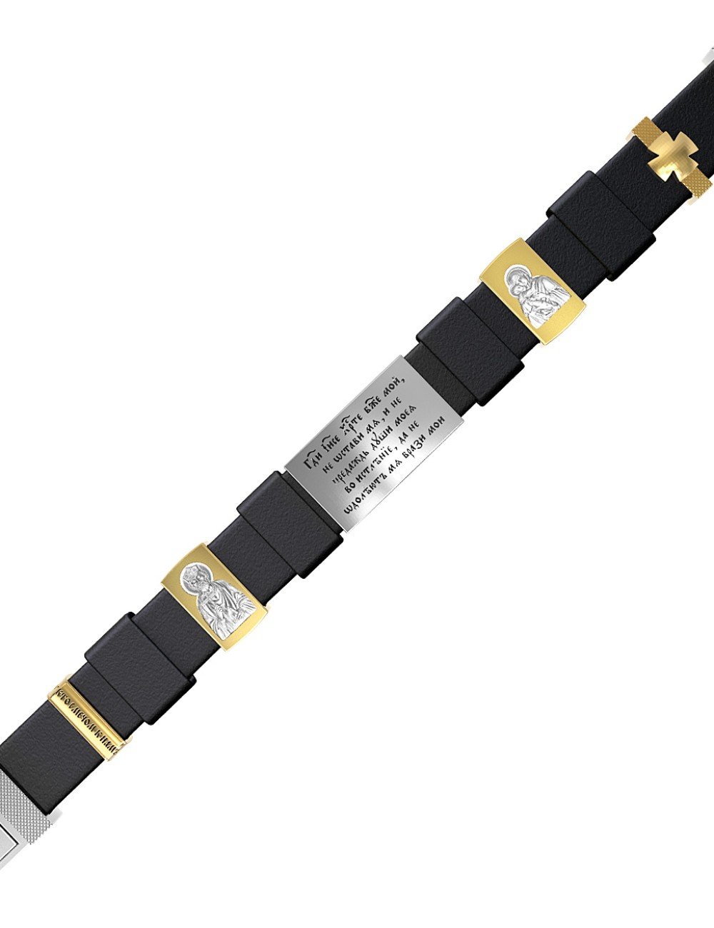 Браслет из белого золота c кожаным шнурком