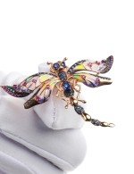 Кольцо из золота c фианитом, рубином, сапфиром и эмалью