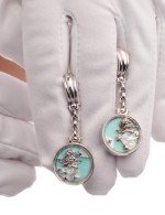 Серьги из белого золота c бирюзой и перламутром