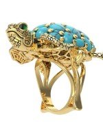 Кольцо из лимонного золота c эмалью и бирюзой