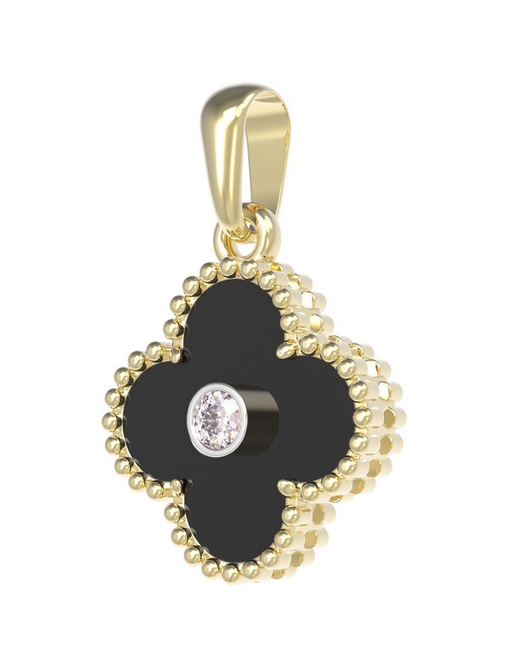 Подвеска из лимонного золота c бриллиантами и ониксом