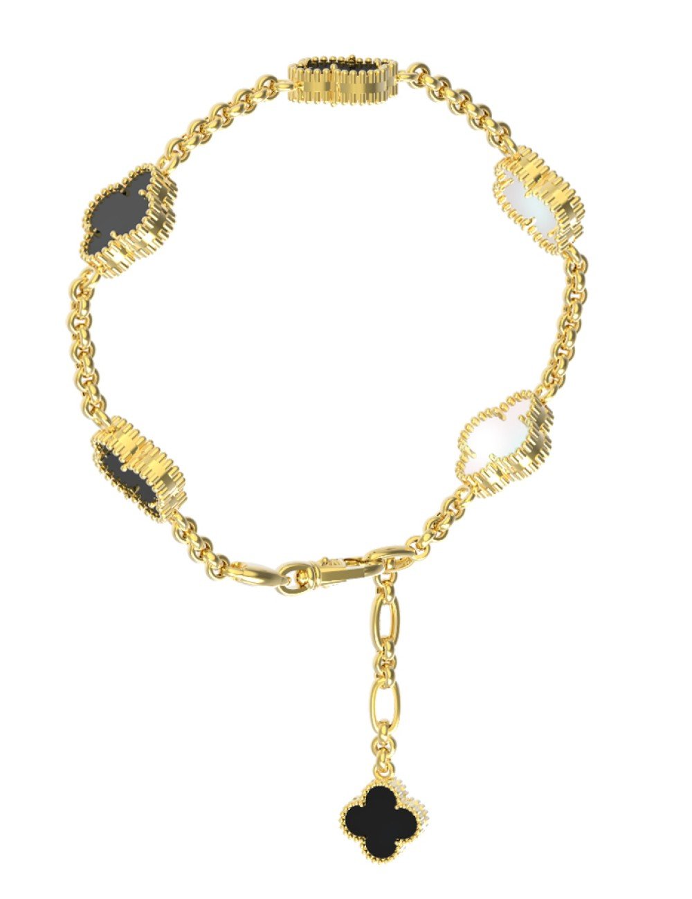 Браслет из лимонного золота c ониксом и перламутром