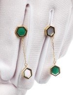 Серьги из лимонного золота c малахитом и перламутром