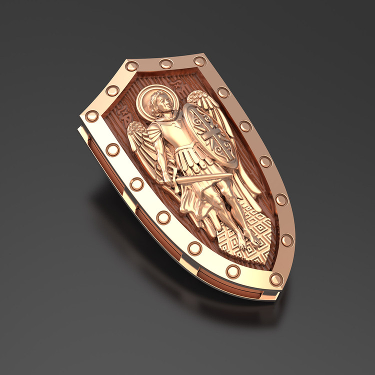 Нательная икона из красного золота 585 пробы c деревом груши