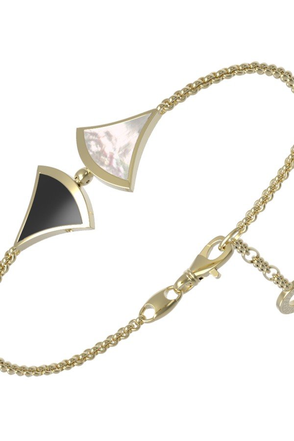 Браслет из лимонного золота c ониксом и перламутром