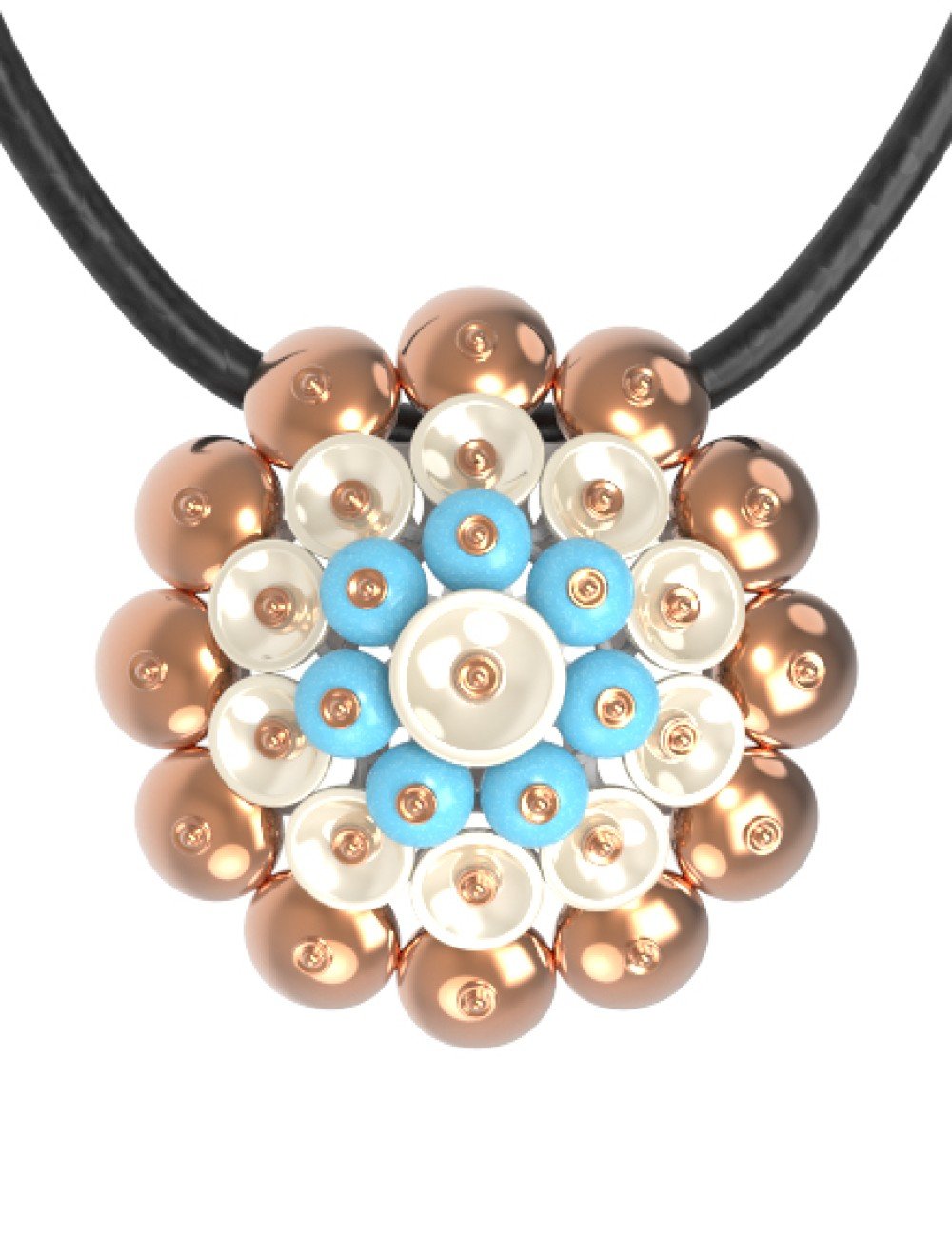 Подвеска из золота c бирюзой и перламутром