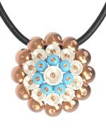 Подвеска из золота c бирюзой и перламутром