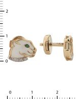 Серьги из золота c бриллиантами, изумрудом и перламутром