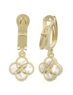 Серьги из лимонного золота c бриллиантами и перламутром