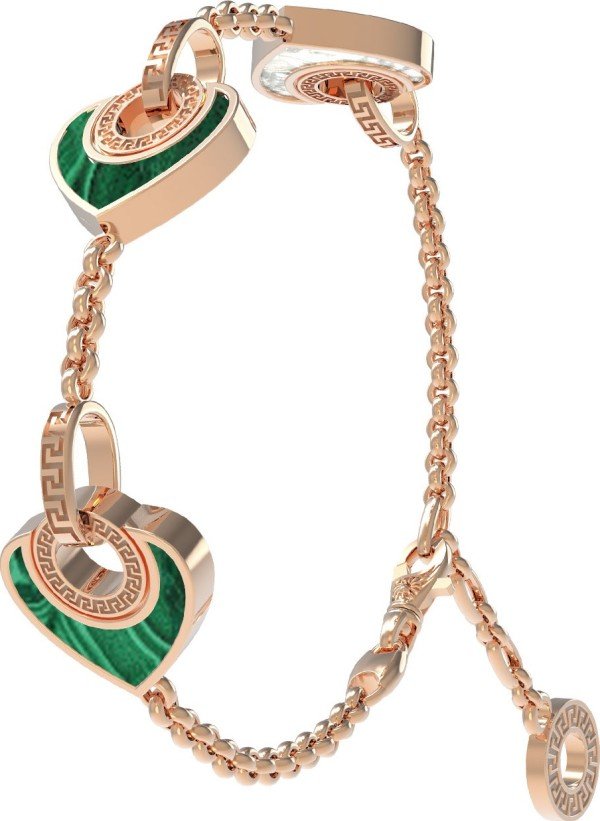 Браслет из золота c малахитом и перламутром