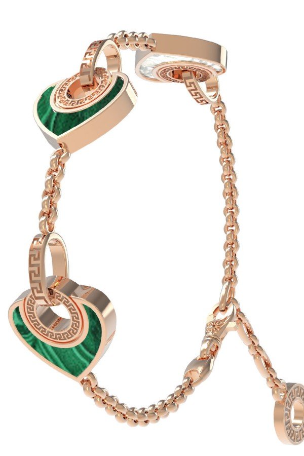 Браслет из золота c малахитом и перламутром