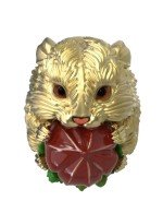 Кольцо из лимонного золота c эмалью