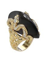 Кольцо из лимонного золота c бриллиантами и ониксом