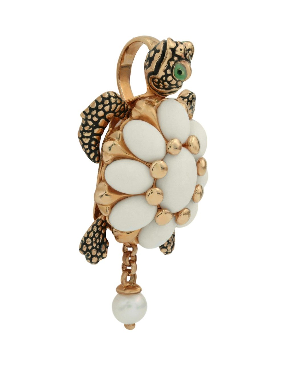 Подвеска из золота c эмалью, жемчугом и бивнем мамонта