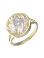 Кольцо из лимонного золота c бриллиантами и перламутром