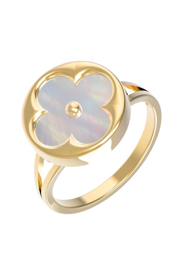 Кольцо из лимонного золота c перламутром