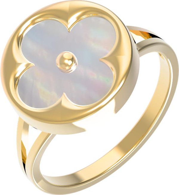 Кольцо из лимонного золота 585 пробы c перламутром