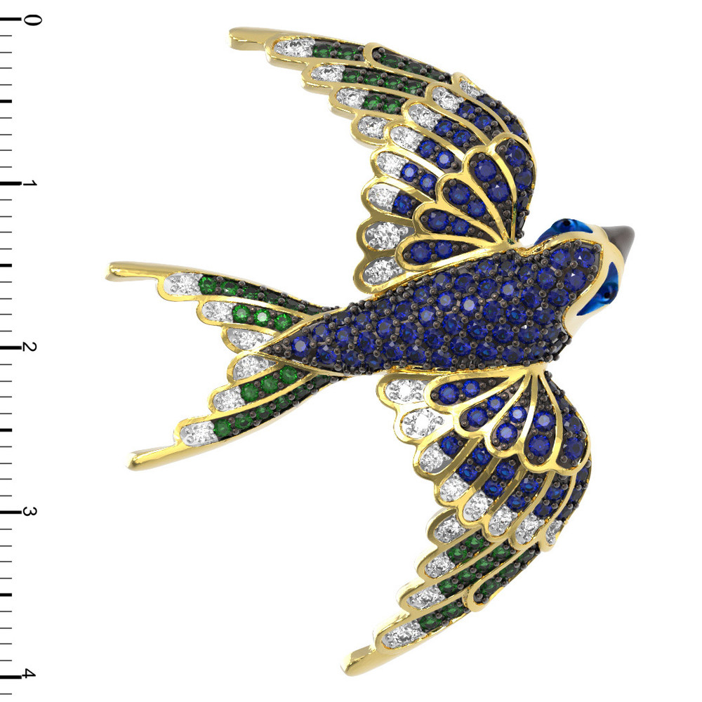 Подвеска из лимонного золота 585 пробы c эмалью и фианитом