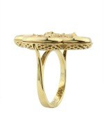 Кольцо из лимонного золота c эмалью и перламутром