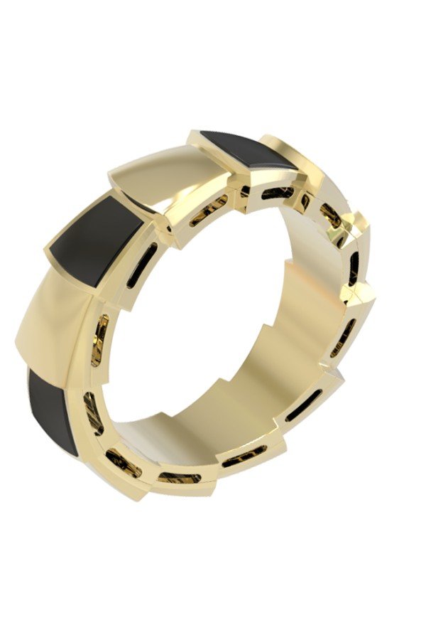 Кольцо из лимонного золота c ониксом