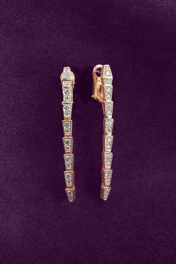 Серьги из красного золота 585 пробы c бриллиантами