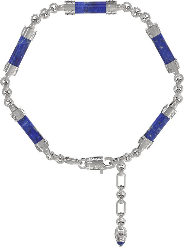 Браслет из белого золота 585 пробы c лазуритом