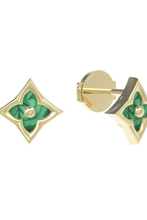 Серьги из лимонного золота c малахитом