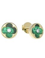 Серьги из лимонного золота c бриллиантами и малахитом