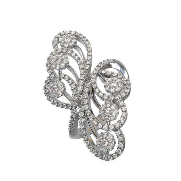 Кольцо из белого золота 585 пробы c бриллиантами