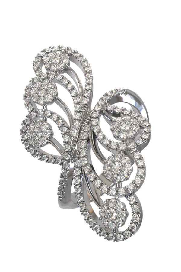 Кольцо из белого золота c бриллиантами