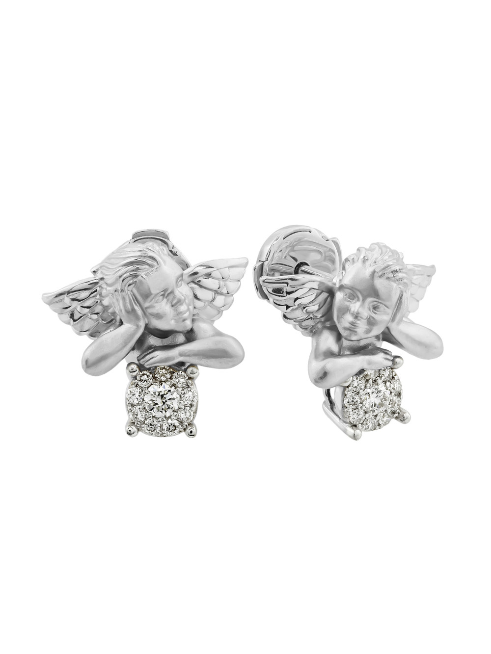 Серьги из белого золота 585 пробы c бриллиантами